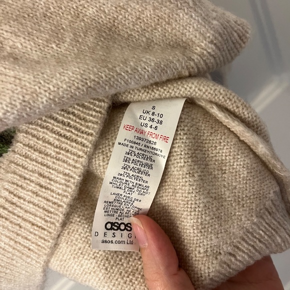 NWOT ASOS Design Beige Knit Poppy Sweater - Picture 4 of 6